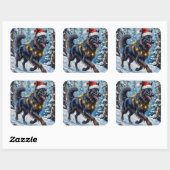 Sticker Carré Majestic Belgian Shepherd Snow Forest Christmas (Feuille)