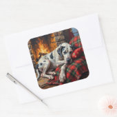 Sticker Carré Majestic Great Dane Asleep by Fireplace Cozy (Enveloppe)