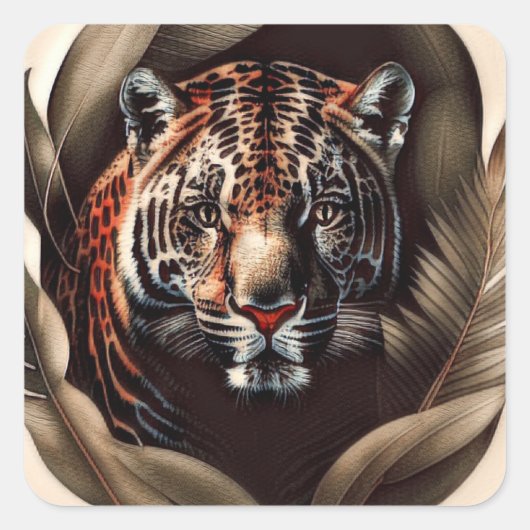 Sticker Carré Majestic Jaguar - Roi De La Jungle (Devant)