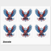 Sticker Carré Majestic Rouge, Blanc, Bleu, Aigle (Feuille)