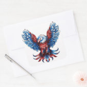 Sticker Carré Majestic Rouge, Blanc, Bleu, Aigle (Enveloppe)
