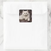 Sticker Carré Majestic white cat (Sac)