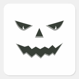 Sticker Carré Mal Éffrayant Citrouille Face Jack O'Lantern Hallo