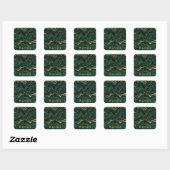 Sticker Carré Malachite vert foncé et veines de strates de feuil (Feuille)