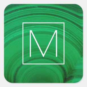 Sticker Carré Malachite verte en gros plan