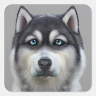 Sticker Carré Malamute d'Alaska