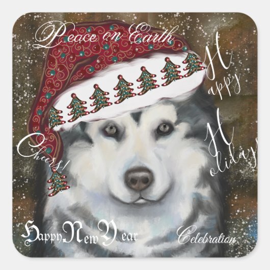 Sticker Carré Malamute d'Alaska (Devant)