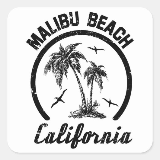 Sticker Carré Malibu Beach (Devant)