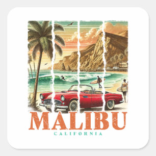 Sticker Carré Malibu Californie - Voiture de sport Vue Pittoresq
