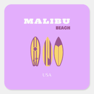 Sticker Carré Malibu, Plage de Malibu, Preppy, Preppy Girl, Viol
