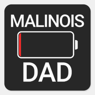 Sticker Carré Malinois Papa Batterie basse Drôle cadeau