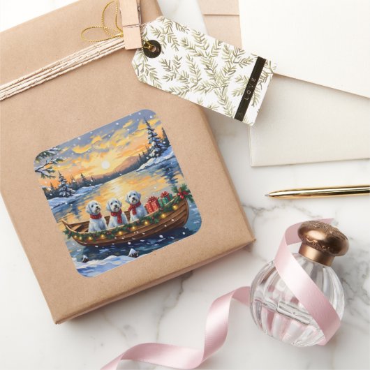 Sticker Carré Maltese Christmas Boat Holiday (Cadeaux)