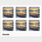 Sticker Carré Maltese Christmas Boat Holiday (Feuille)