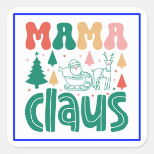 Sticker Carré Mama Claus Christmas Design-60097
