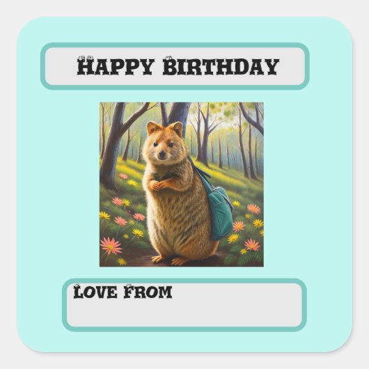 Sticker Carré Mama Meerkat Anniversaire Shopping, Anniversaire (Devant)