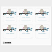 Sticker Carré Mama Owl & Baby {Blue} | Plaques (Feuille)