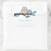 Sticker Carré Mama Owl & Baby {Blue} | Plaques (Sac)