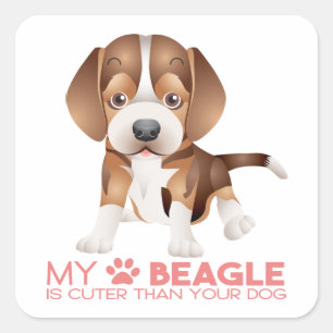 Sticker Carré Maman Beagle Drôle Papa Amateur de Chien Mignon Ch
