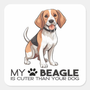 Sticker Carré Maman Beagle Drôle Papa Amateur de Chien Mignon Ch