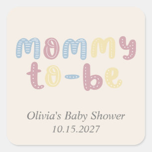 Sticker Carré Maman Bohème Mignonne Baby Shower
