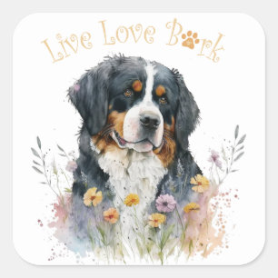 Sticker Carré Maman Bouvière Bernois Floral