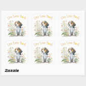 Sticker Carré Maman Chien Beagle Floral (Feuille)