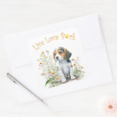 Sticker Carré Maman Chien Beagle Floral (Enveloppe)