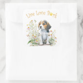 Sticker Carré Maman Chien Beagle Floral (Sac)