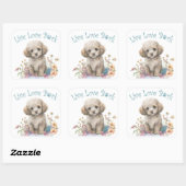 Sticker Carré Maman Chien Caniche Floral (Feuille)