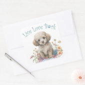 Sticker Carré Maman Chien Caniche Floral (Enveloppe)