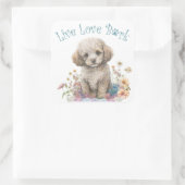 Sticker Carré Maman Chien Caniche Floral (Sac)