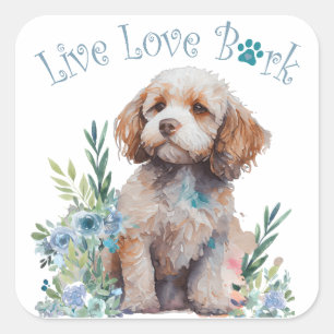 Sticker Carré Maman Chien Cockapoo Floral