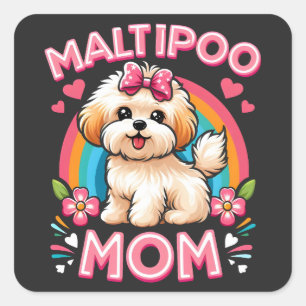 Sticker Carré Maman Chien Maltipoo Pour Propriétaire De Chien Ma