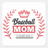 Sticker Carré Maman De Baseball Chemise La Meilleure Couronne Ja (Devant)
