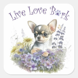 Sticker Carré Maman de Chihuahua Floral