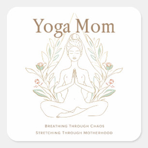 Sticker Carré Maman de yoga qui respire à travers la maternité