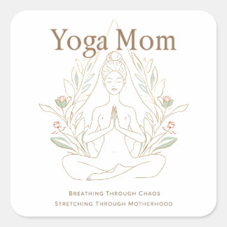 Sticker Carré Maman de yoga qui respire à travers la maternité