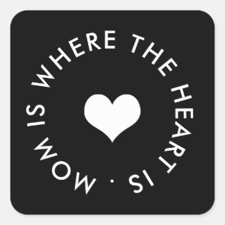 Sticker Carré maman est là où le coeur est bouton