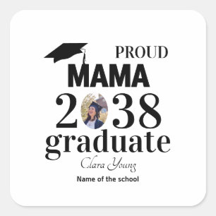Sticker Carré Maman fière personnalisée diplômée