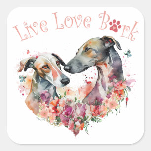 Sticker Carré Maman Greyhound Floral