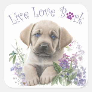 Sticker Carré Maman Labrador Floral