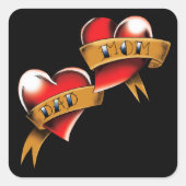 Sticker Carré Maman Papa Red Hearts Tattoo (Devant)