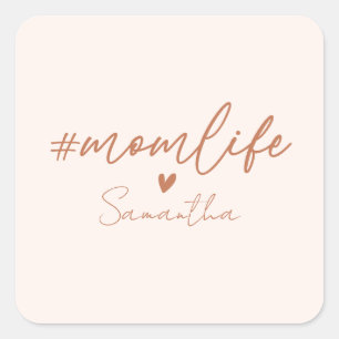 Sticker Carré Maman Vie - Design de charme rustique
