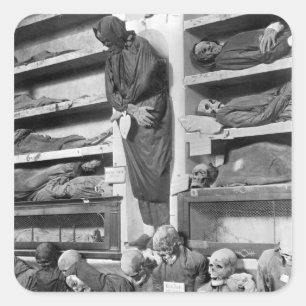 Sticker Carré Mamans dans les catacombes de Palerme, Italie