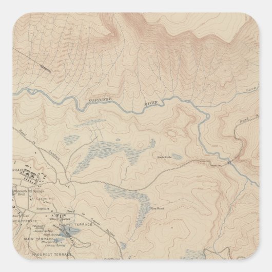 Sticker Carré Mammoth Hot Springs et sa proximité 2 (Devant)