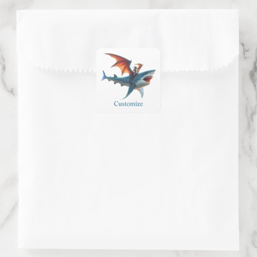 Sticker Carré Man-Bat équitation Scary Shark Thunder_Cove (Sac)