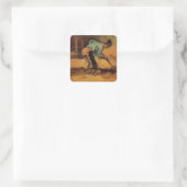 Sticker Carré Man Stooping with Stick, Spade de Vincent van Gogh (Sac)