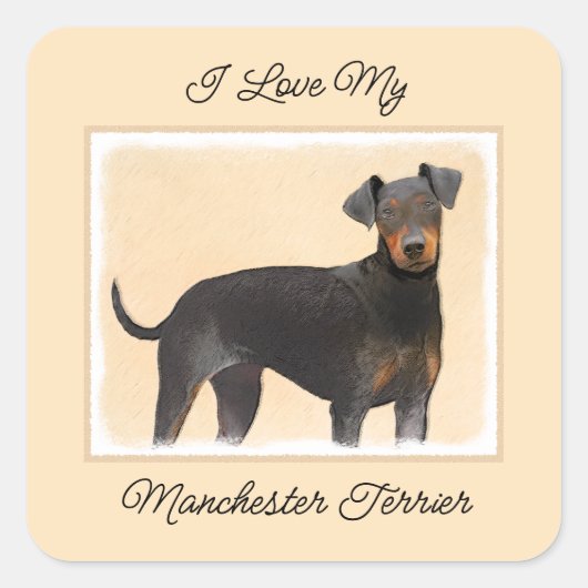 Sticker Carré Manchester Terrier Peinture Art animal original (Devant)