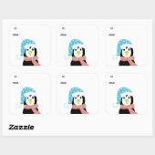Sticker Carré Manchot surpris (Feuille)