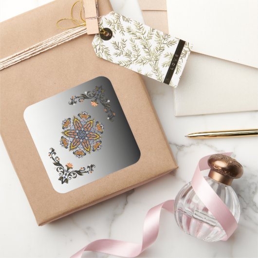 Sticker Carré Mandala Bloom Clair & Obscur (Cadeaux)